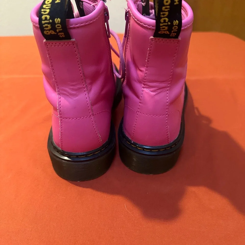Dr. Martens Pink Leather Ankle Boots Kids Girls Youth Zip Up Lace Up‎